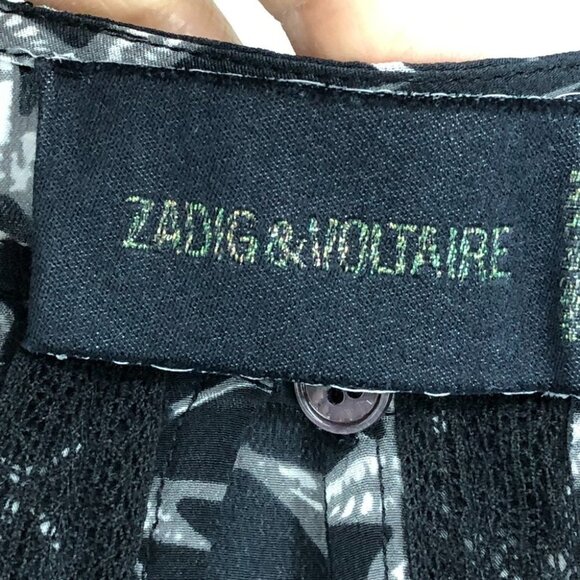 Zadig & Voltaire Dark Floral Remus Print Drop-Waist Silk  Long Sleeve Dress S - Picture 5 of 16